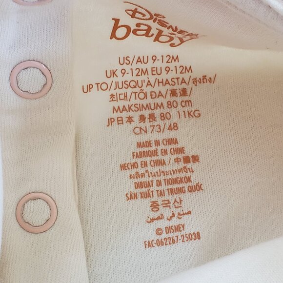 DISNEY Baby NWT Cream Peach Eyelet Bodysuit 9-12 New Collar Embroidered Girls - Picture 2 of 8